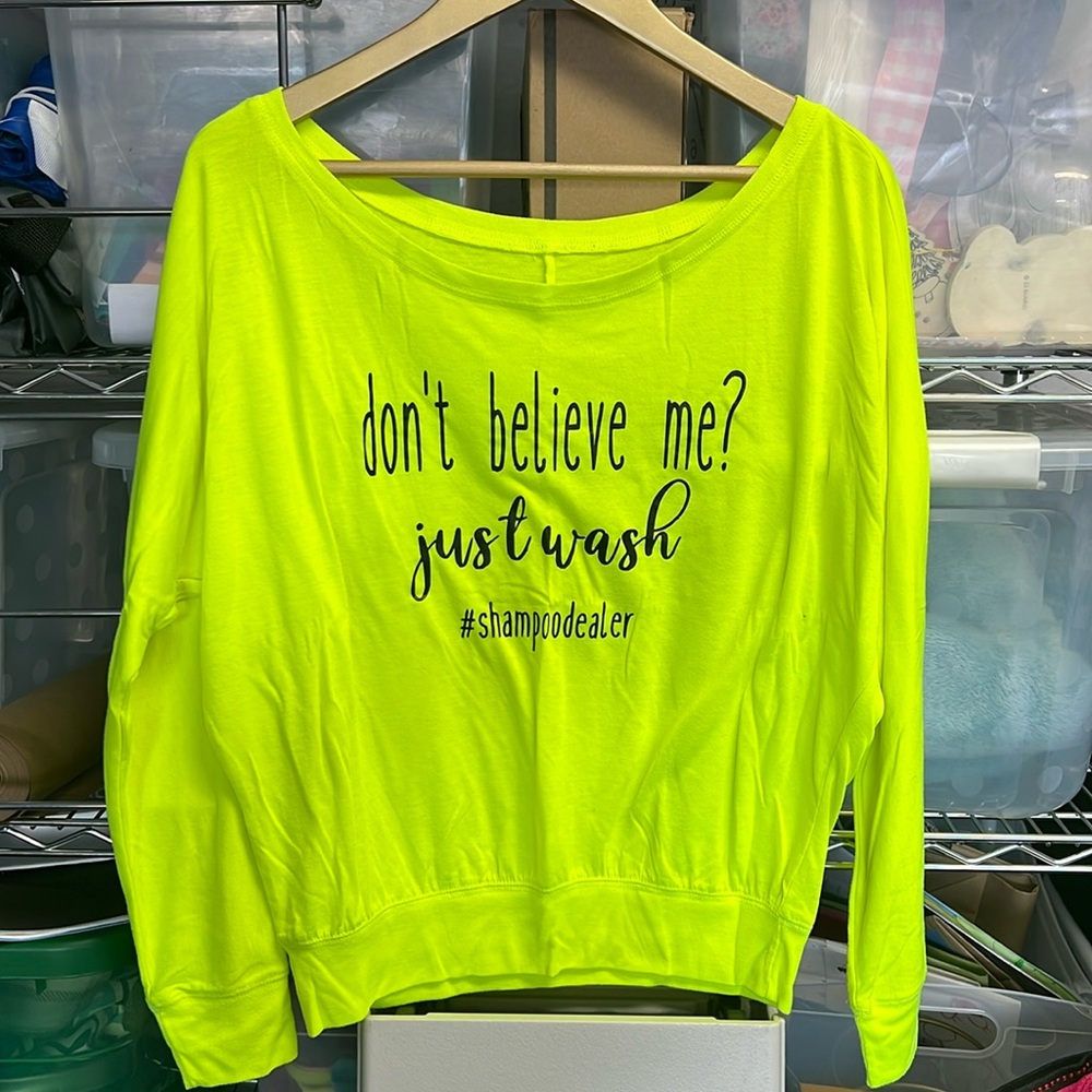 MONAT don’t believe me just wash long sleeve tee neon yellow